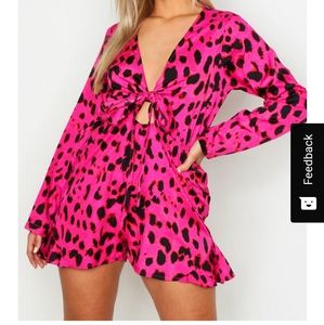 Plus size Pink Cheetah Print Romper